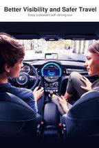 Loncaster car phone holder in black, silicone pad mount for dashboards, holding an iPhone and GPS device securely.