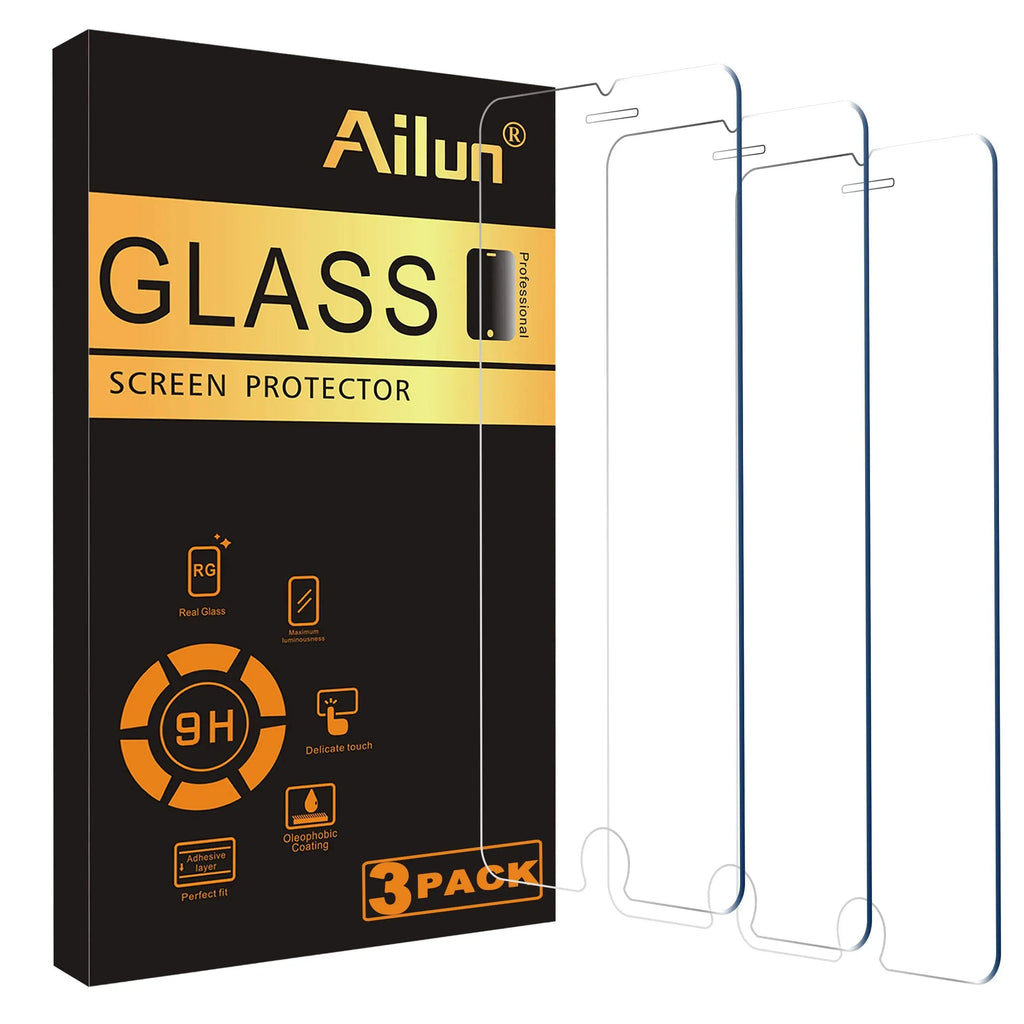 Ailun tempered glass screen protector for iPhone 16/15, 6.1 inch, case friendly, dynamic island compatible, 3 pack.
