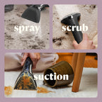 BISSELL Little Green Mini Portable Carpet Cleaner in tea green with HydroRinse tool and 4" tough stain tool on a surface.